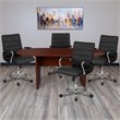 Pemberly Row 5 Piece Wooden Oval Conference Table Set in Mahogany and Black