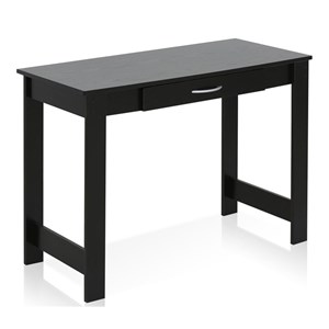 Pemberly Row Contemporary Engineered Wood Writing Desk with Drawer in Black