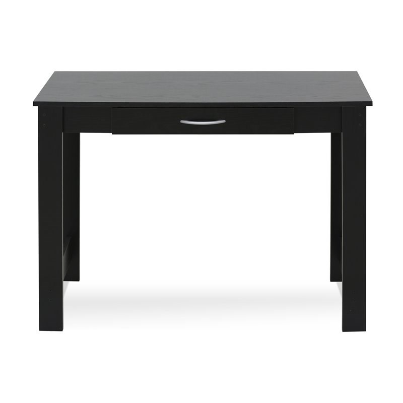 Pemberly Row Contemporary Engineered Wood Writing Desk with Drawer in Black