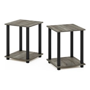Pemberly Row Engineered Wood End Table in French Oak Gray/Black (Set of 2)