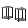 Pemberly Row Engineered Wood End Table in French Oak Gray/Black (Set of 2)