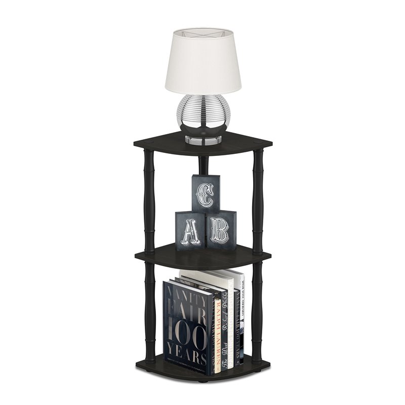 Pemberly Row Turn-N-Tube 3-Tier Corner Display Rack with Tubes in Espresso