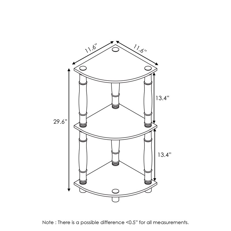 Pemberly Row Turn-N-Tube 3-Tier Corner Display Rack with Tubes in Espresso