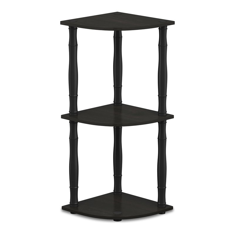 Pemberly Row Turn-N-Tube 3-Tier Corner Display Rack with Tubes in Espresso