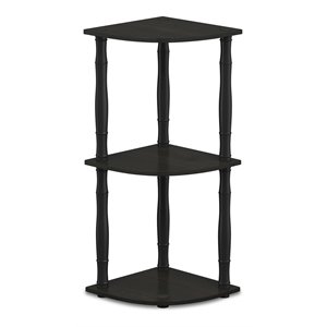 Pemberly Row Turn-N-Tube 3-Tier Corner Display Rack with Tubes in Espresso