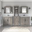Pemberly Row Engineered Wood Vanity Set with Linen Tower in Driftwood Gray