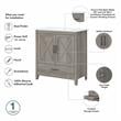 Pemberly Row Engineered Wood Vanity Set with Linen Tower in Driftwood Gray