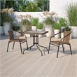 Pemberly Row Stackable Rattan Curved Back Dining Chair in Brown (Set of 2)