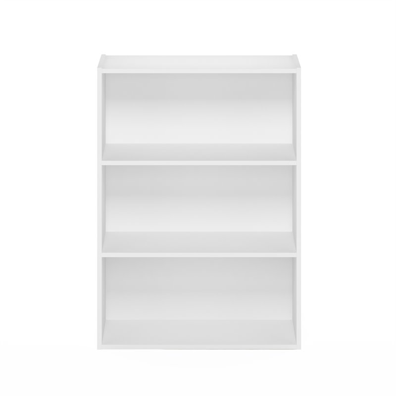 Pemberly Row Contemporary Engineered Wood 3-Tier Open Shelf in Plain White