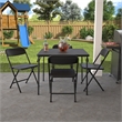Pemberly Row 5-Piece Solid Resin Folding Table & Chair Dining Set in Black