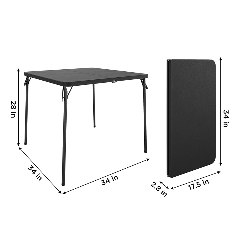 Pemberly Row 5-Piece Solid Resin Folding Table & Chair Dining Set in Black