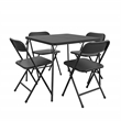 Pemberly Row 5-Piece Solid Resin Folding Table & Chair Dining Set in Black