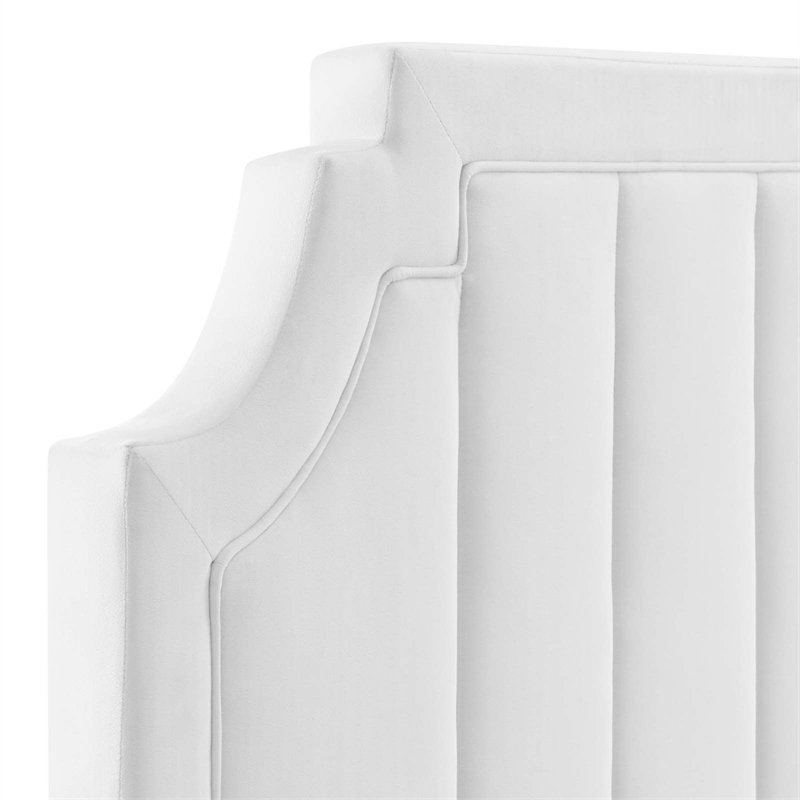 Pemberly Row Channel Tufted Velvet King/California King Headboard in White