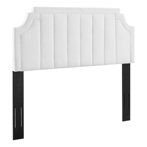 Pemberly Row Channel Tufted Velvet King/California King Headboard in White