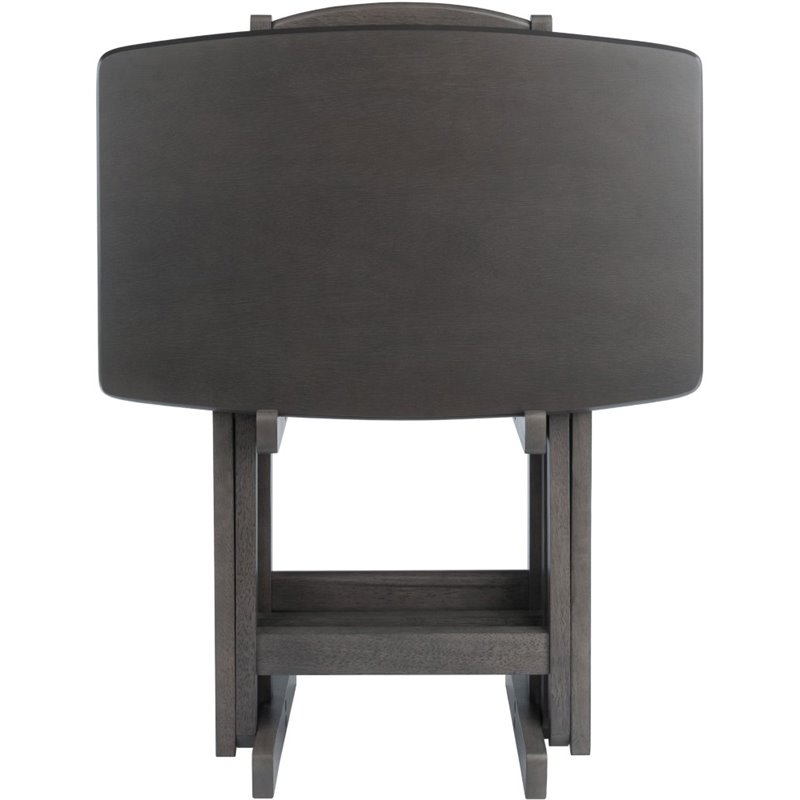 Pemberly Row 5-Piece Transitional Solid Wood Snack Table Set in Oyster Gray