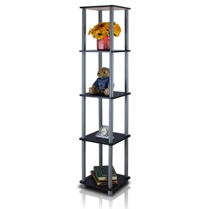 Pemberly Row Turn-N-Tube 5-Tier Corner Square Rack Display Shelf in Black/Gray