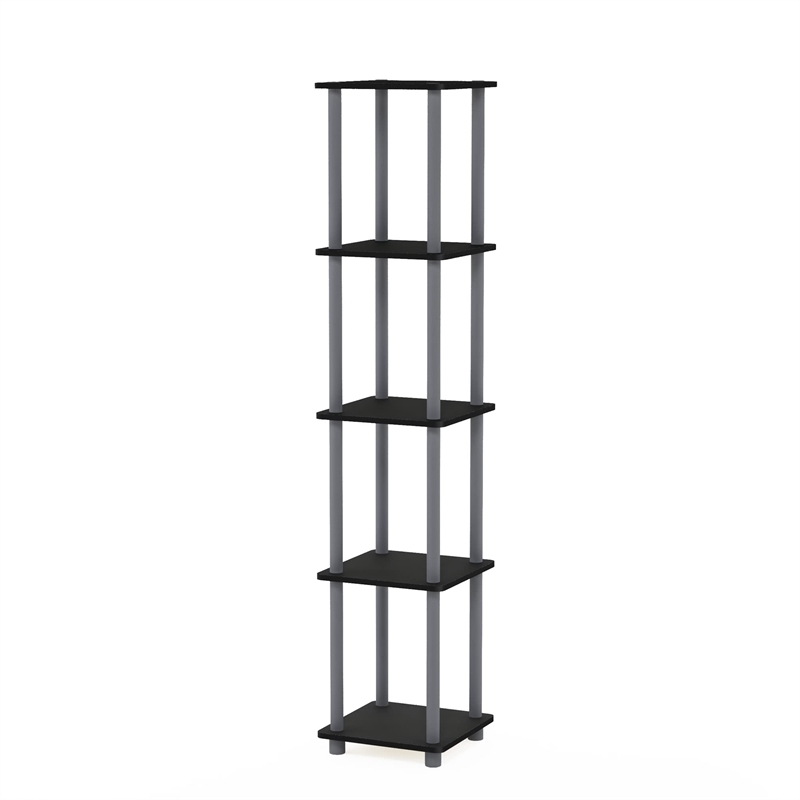 Pemberly Row Turn-N-Tube 5-Tier Corner Square Rack Display Shelf in Black/Gray