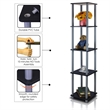 Pemberly Row Turn-N-Tube 5-Tier Corner Square Rack Display Shelf in Black/Gray