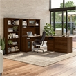 Pemberly Row L-Shaped Desk with Hutch and Storage in Walnut - Engineered Wood