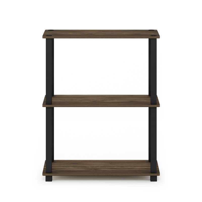 Pemberly Row Turn-S-Tube Wood 3-Tier Shelf Display Rack in Columbia Walnut
