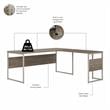 Pemberly Row 72W L-Shaped Table Desk with Drawers in Hickory - Engineered Wood