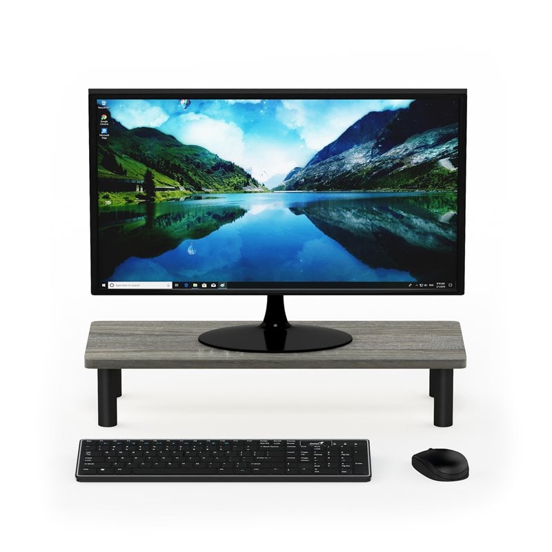 Pemberly Row Turn-N-Tube Wood Monitor Riser Stand in French Oak Gray/Black