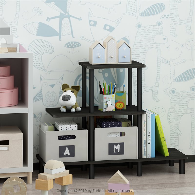 Pemberly Row Turn-N-Tube Wood 3-Tier Design Display Rack in Espresso/Black