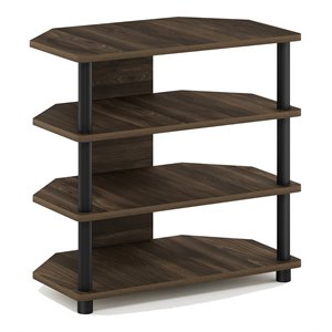 Pemberly Row Wood 4-Tier Petite TV Stand for TV up to 25&quot in Columbia Walnut