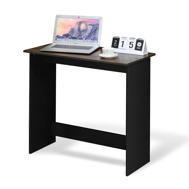 Pemberly Row Engineered Wood Simplistic Study Table in Columbia Walnut/Black