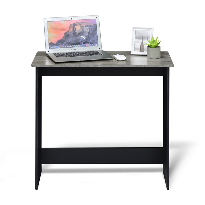 Pemberly Row Engineered Wood Simplistic Study Table in French Oak Gray/Black