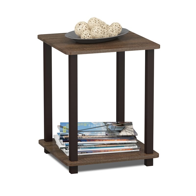 Pemberly Row Engineered Wood Simplistic End Table in Walnut/Brown (Set of 2)