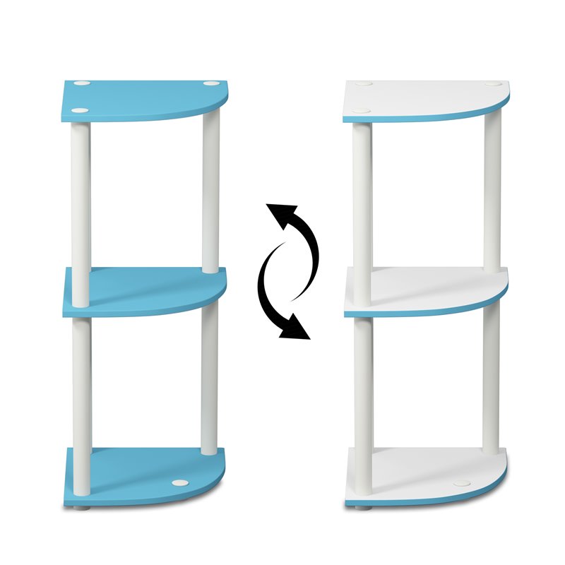 Pemberly Row Turn-N-Tube Wood 3-Tier Corner Display Rack in Light Blue/White