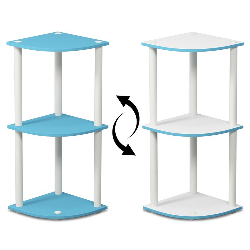 Pemberly Row Turn-N-Tube Wood 3-Tier Corner Display Rack in Light Blue/White