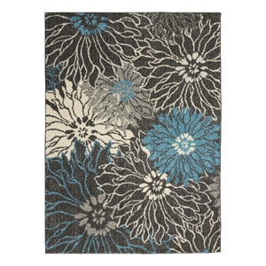 Pemberly Row 5'3&quot x 7'3&quot Charcoal/Blue Contemporary Indoor Rug Polypropylene