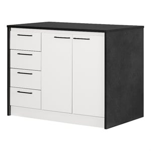Pemberly Row 48&quotW Engineered Wood Kitchen Island with Storage in Black/White