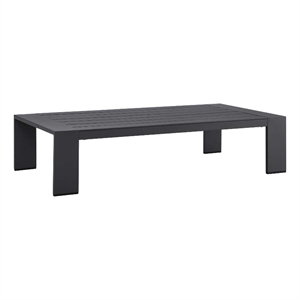 Pemberly Row Modern Powder-Coated Aluminum Outdoor Patio Coffee Table in Gray