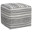 Pemberly Row Contemporary Square Square Woven Pouf in Black Melange and White