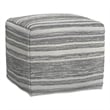 Pemberly Row Contemporary Square Square Woven Pouf in Black Melange and White