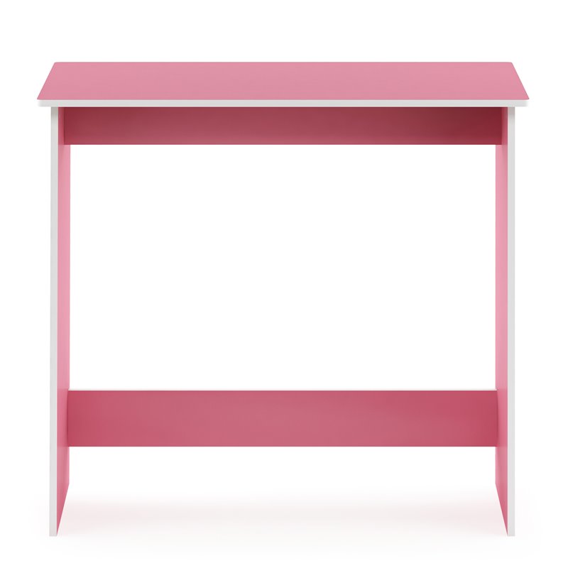 Pemberly Row Contemporary Engineered Wood Simplistic Study Table in Pink/White