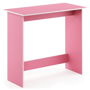 Pemberly Row Contemporary Engineered Wood Simplistic Study Table in Pink/White