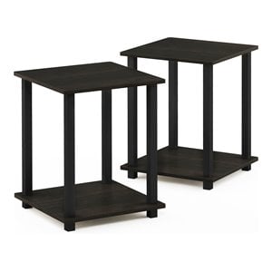 Pemberly Row Engineered Wood Simplistic End Table in Espresso/Black (Set of 2)