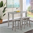Pemberly Row Wood Saddle Counter Height Stool Storm Gray Wire-Brush (Set of 2)