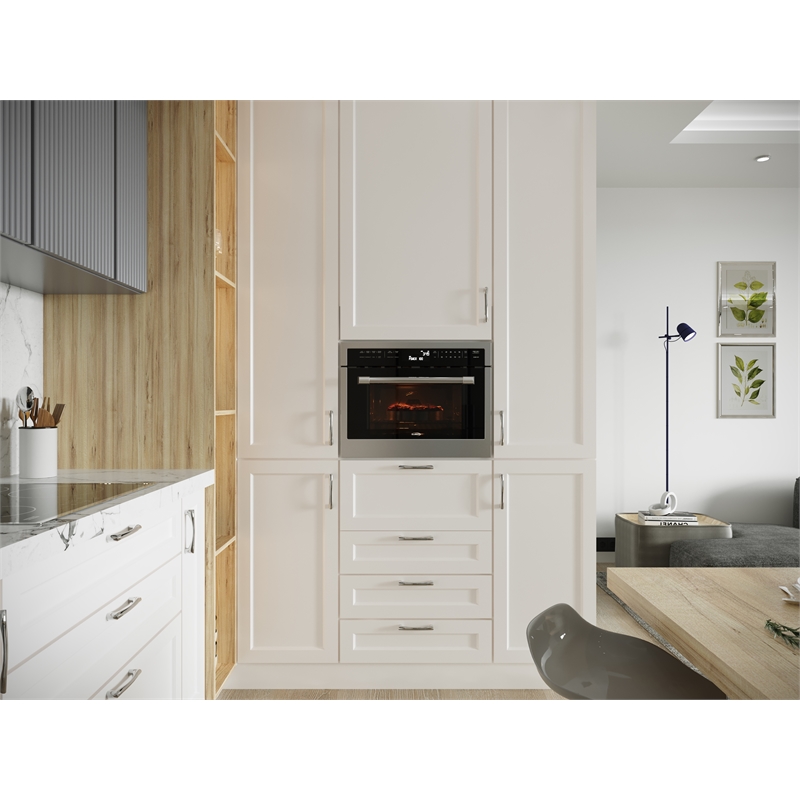 Pemberly Row 24 in. Stainless Steel Convection Oven with Microwave 1.5 cu. ft.