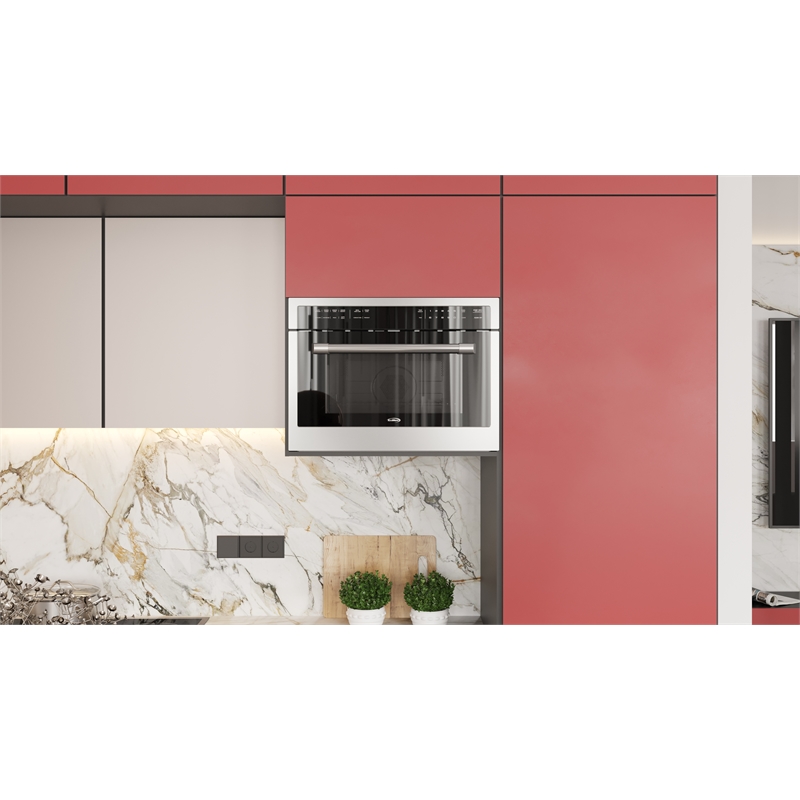 Pemberly Row 24 in. Stainless Steel Convection Oven with Microwave 1.5 cu. ft.