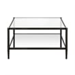 Pemberly Row Modern Square Coffee Table in Black and Bronze with Mirrored Shelf