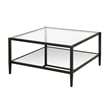 Pemberly Row Modern Square Coffee Table in Black and Bronze with Mirrored Shelf