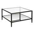 Pemberly Row Modern Square Coffee Table in Black and Bronze with Mirrored Shelf