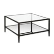 Pemberly Row Modern Square Coffee Table in Black and Bronze with Mirrored Shelf