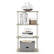 Pemberly Row Turn-N-Tube Engineered Wood 4-Tier Shelf Display Rack in Oak/White