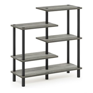 Pemberly Row Turn-N-Tube Engineered Wood 5-Tier Accent Display Rack in Oak Gray